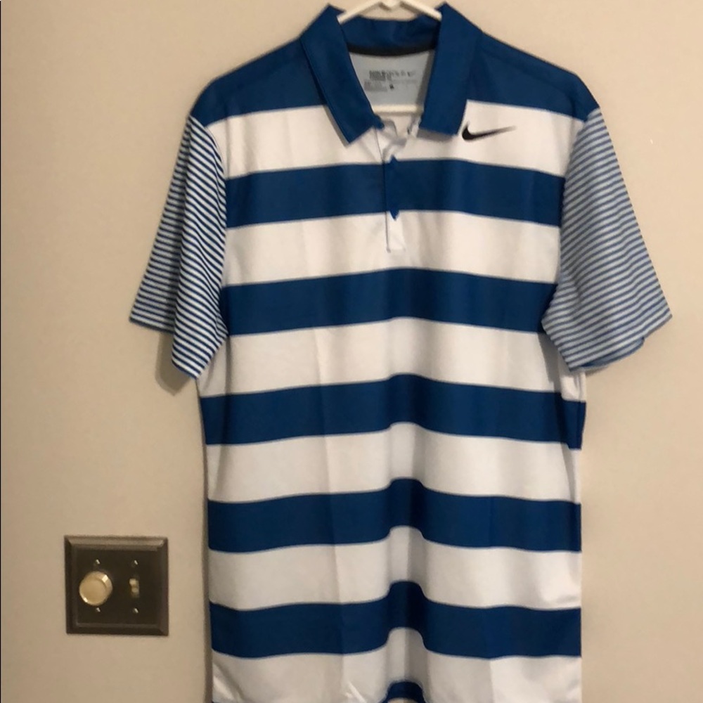 Nike golf blue striped polo